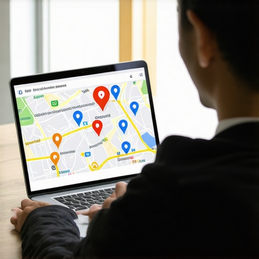 SEO expert reviewing Newark Google Maps rankings on a laptop.