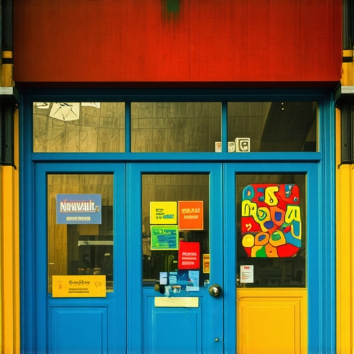 Colorful Newark storefront with community decorations and local artwork
