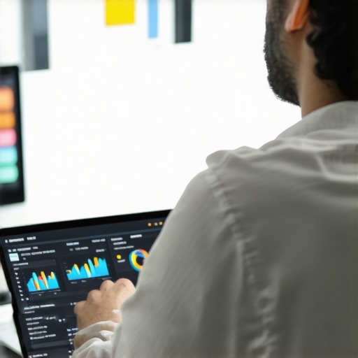 Person analyzing local SEO metrics on a laptop for Google Maps optimization.