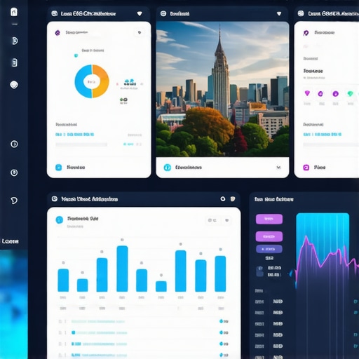 Close-up of a computer screen showing local SEO performance metrics with Newark landmarks in the background.