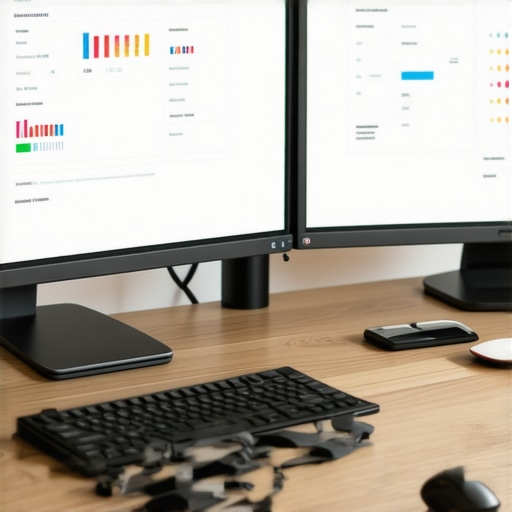 Monitoring local SEO with multiple digital devices showing SEO dashboards.