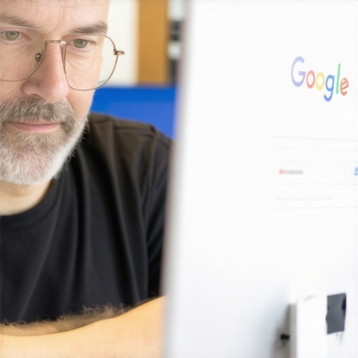 Business owner updating Google My Business profile on a laptop inside a Newark shop.