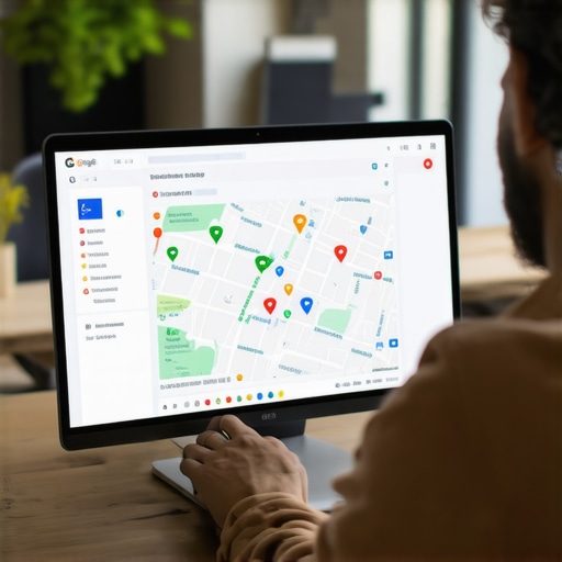 Shop owner working on Newark Google My Business profile on a laptop.