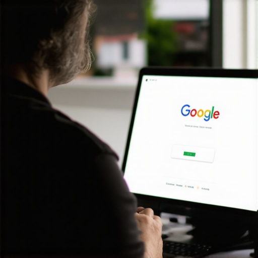 Business owner reinforcing local SEO by editing Google My Business profile with Newark storefront in background